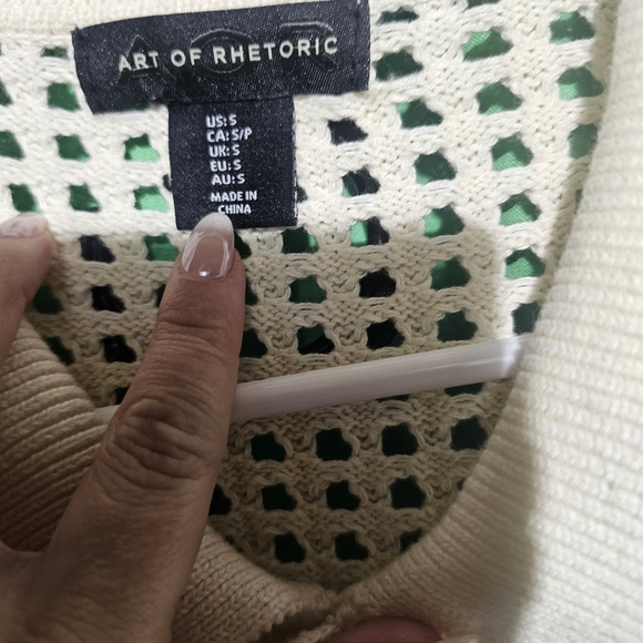 Art Of Rhetoric Men's Cream Knit Shirt Size Small 22 PTP - Picture 3 of 4